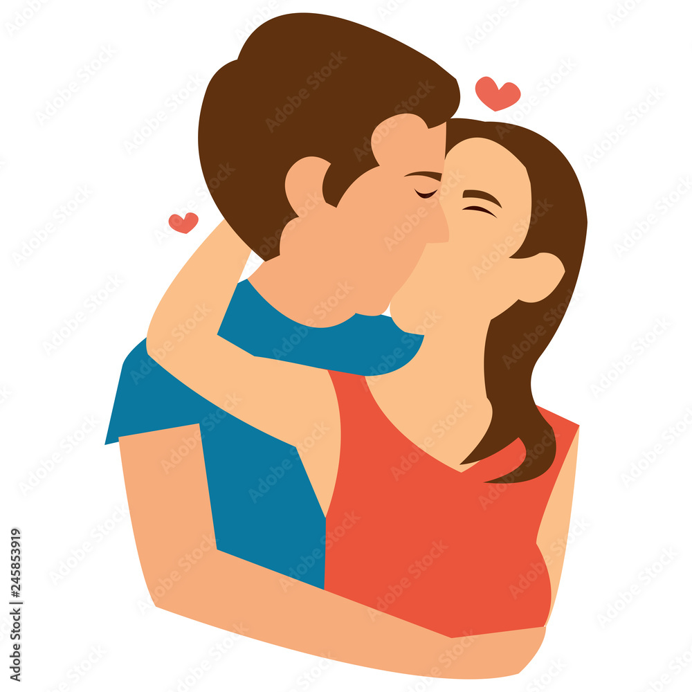 A husband kissing his wife in valentine day A husband kissing his wife in valentine day