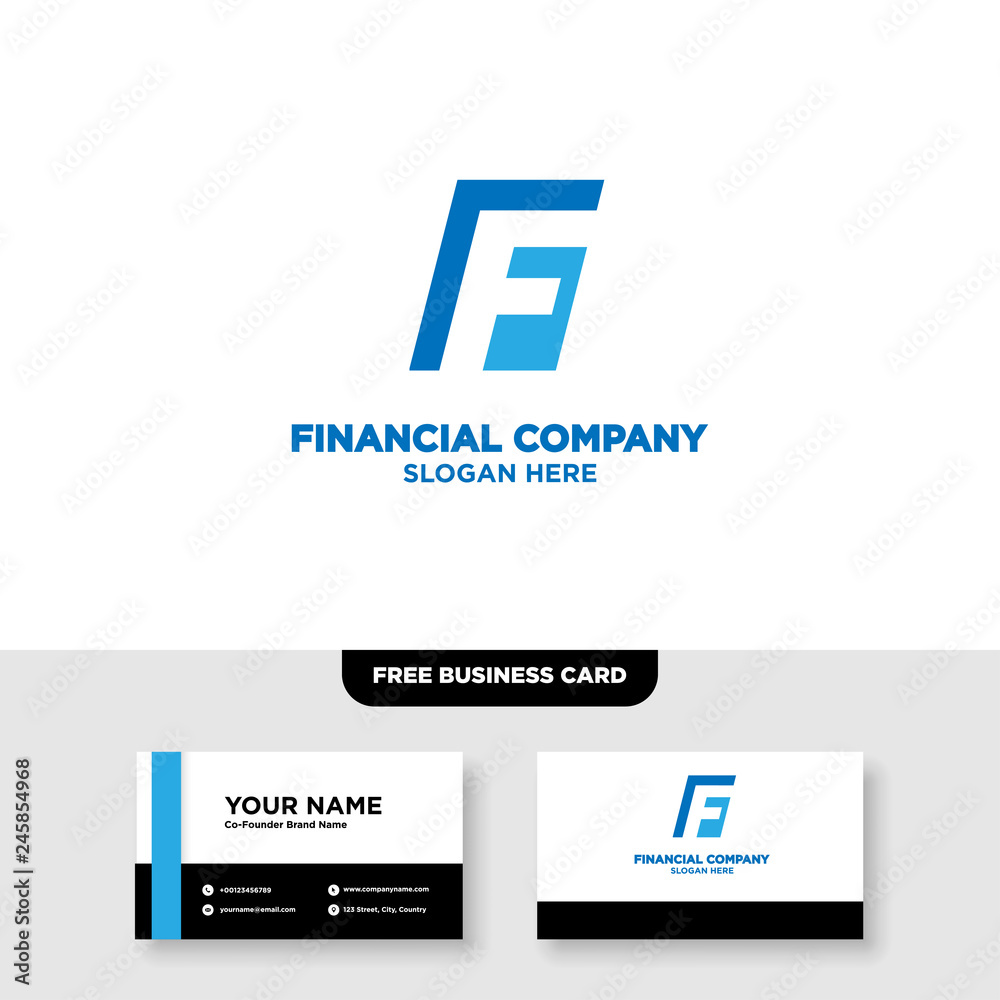 Obraz premium Financial Logo Template, Accounting Logo Template, and Business Card