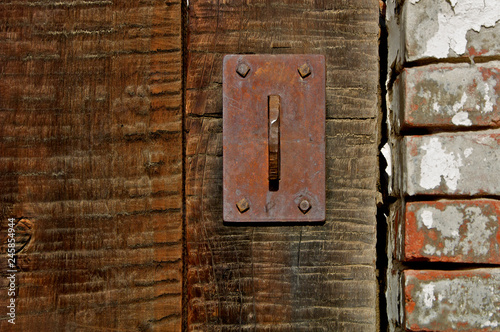 Iron Reinforcement Plate with hasp for door from bygone era 