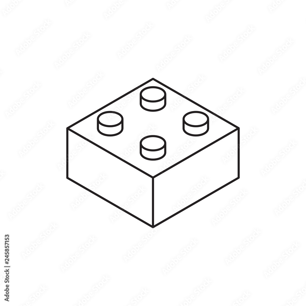 Vector outline lego 3d icon. Lego brick in isometric view. Stock Vector |  Adobe Stock