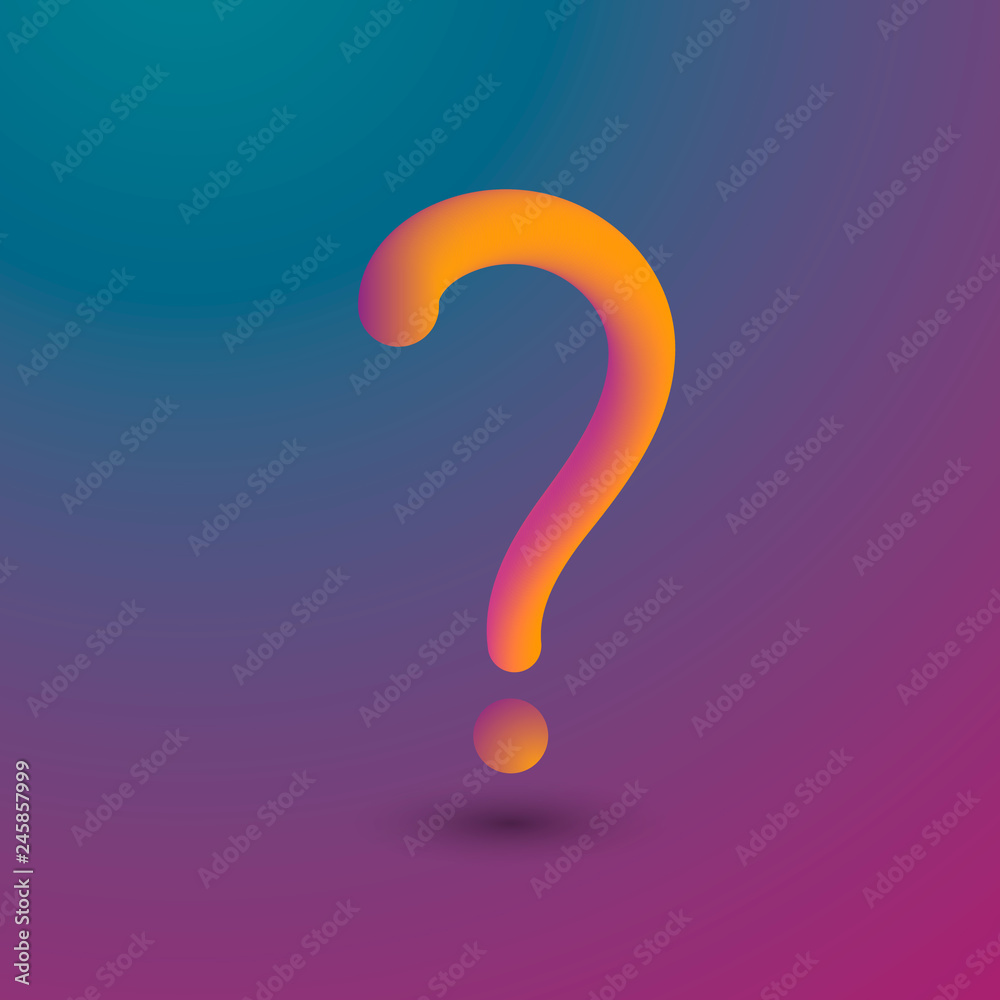 Naklejka premium Orange fluid question mark on a colored background