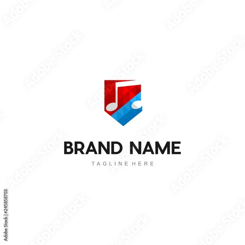 Note Tone Shield Abstract Creative Business Modern Logo