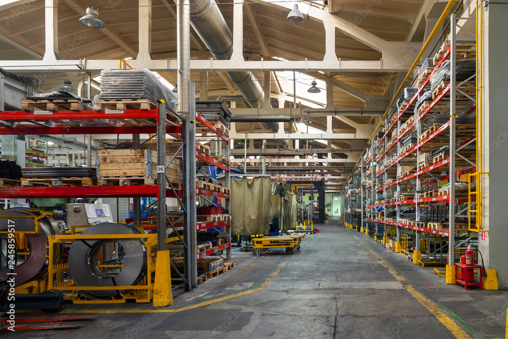 The interior of the metalworking shop.