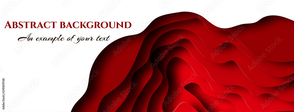 Abstract paper cut. Red geometric form. Vector