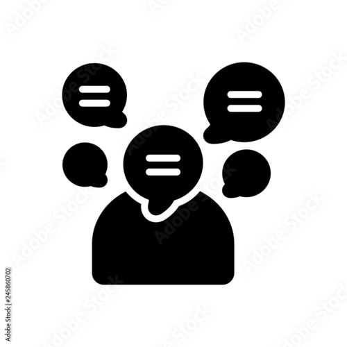 Black solid icon for talkative 