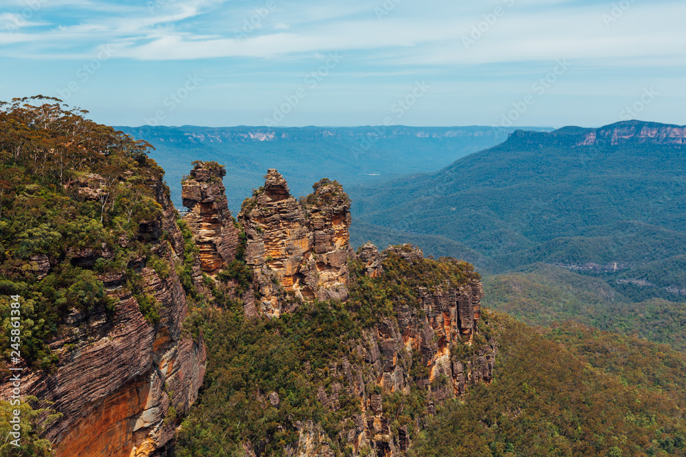The Three Sisters from Echo Point in the Blue Mountains National Park at Sunset. The Three Sisters from Echo Point in the Blue Mountains National Park at Sunset.
