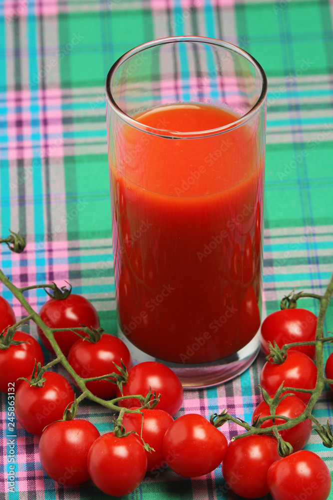 Tomato juice and cherry tomatoes Tomato juice and cherry tomatoes
