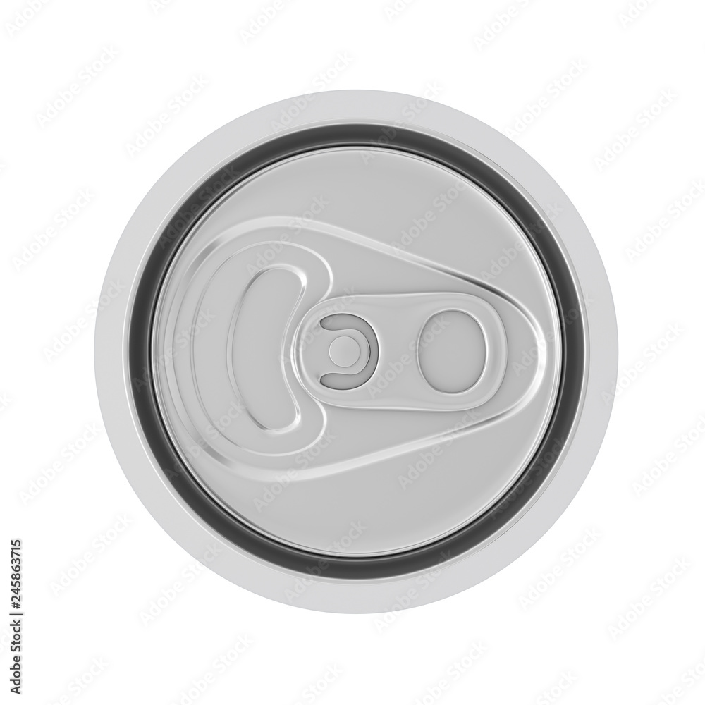 Blank Aluminum Soft Drink, Coda, Beer Can Top View. 3d Rendering Stock