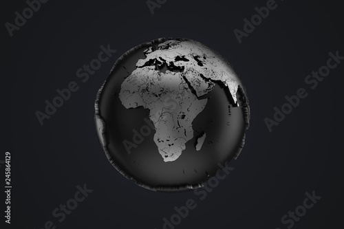 Abstract Metal Earth Globe. 3d Rendering