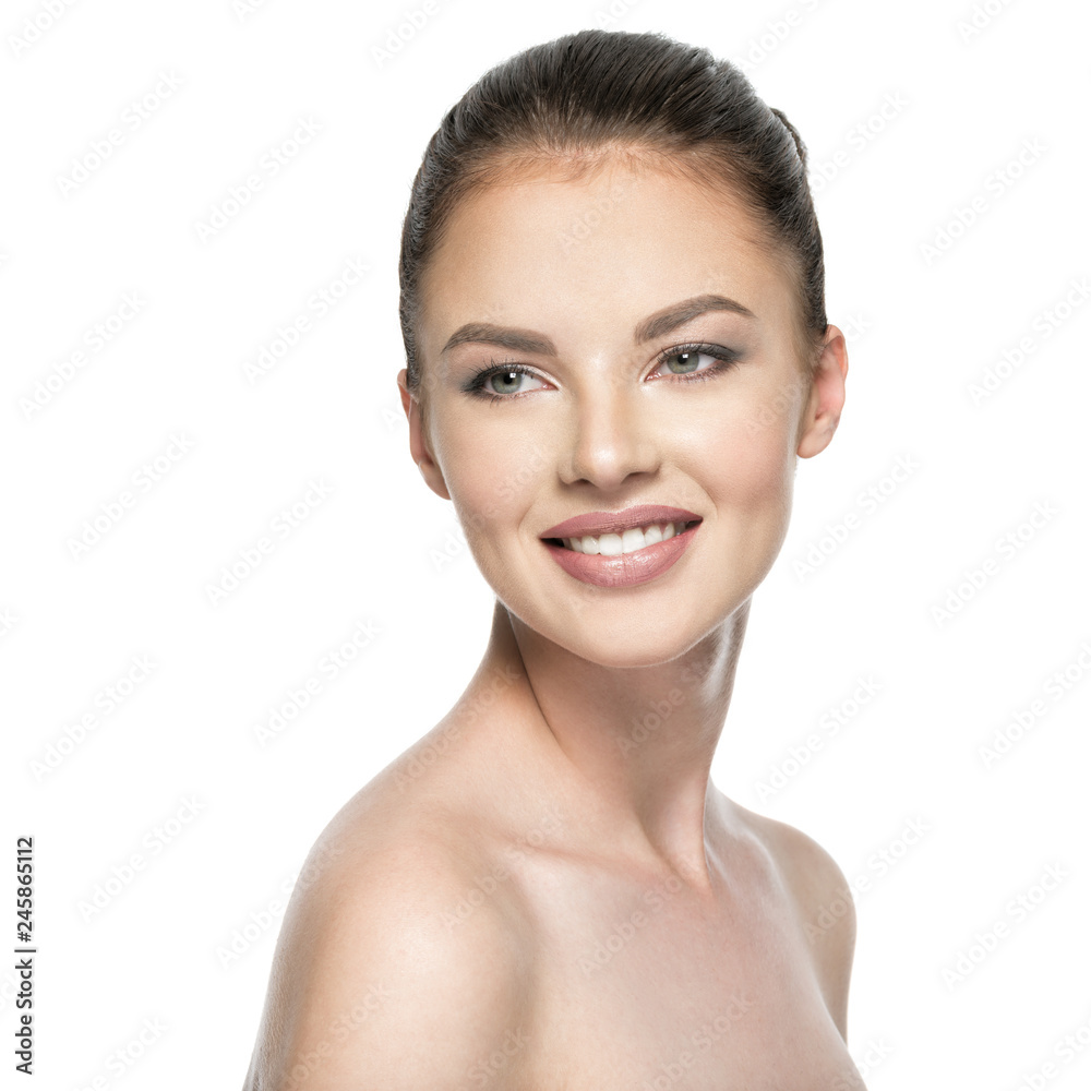 Portrait of beautiful young smiling woman with beauty face. Portrait of beautiful young smiling woman with beauty face.