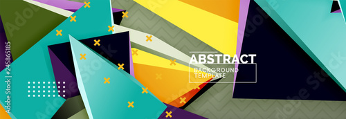 3d triangular shapes geometric background. Origami style pattern with triange shapes for decorative design. Poster design. Line design. Modern presentation template