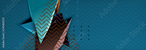 3d triangular shapes geometric background. Origami style pattern with triange shapes for decorative design. Poster design. Line design. Modern presentation template