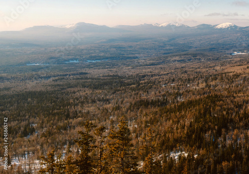 Panoramic view from the mountain Naked Sopka