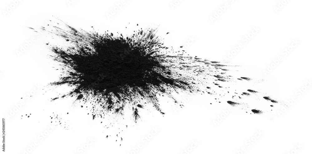 Black printer toner stain isolated on white Black printer toner stain isolated on white