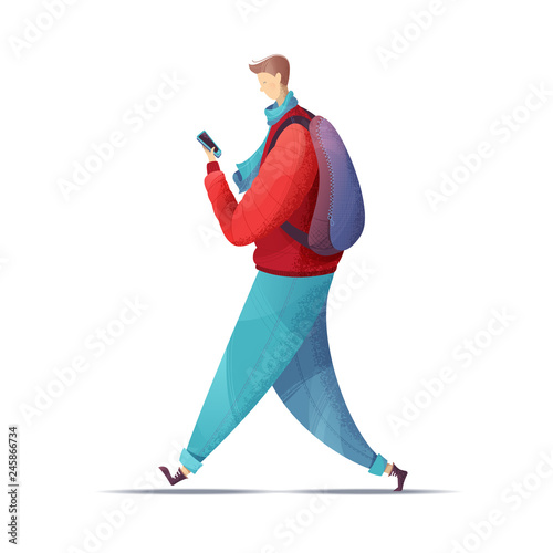 A guy texting on his cell phone.
