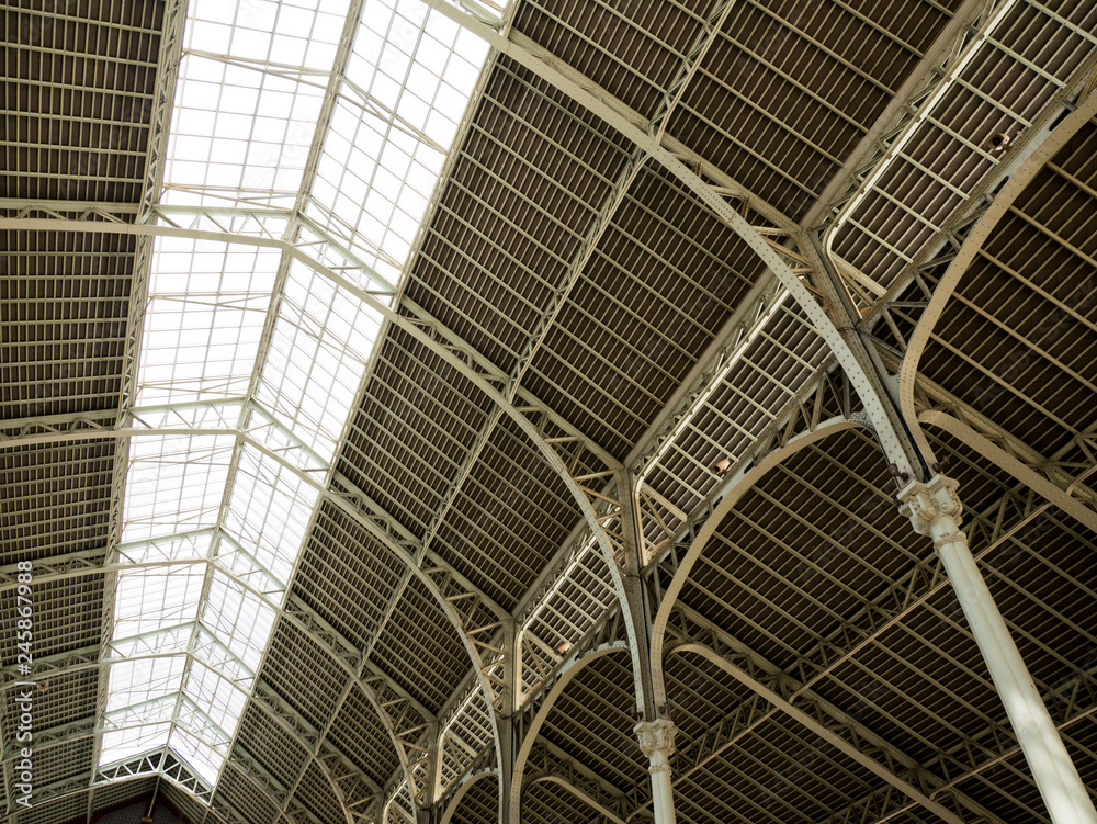 details of the roof of the mercado de la colon Valencia, Spain details of the roof of the mercado de la colon Valencia, Spain
