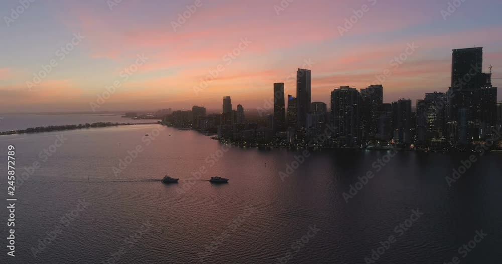 Aerial view of beautiful sunset sky over Miami downtown skyline Aerial view of beautiful sunset sky over Miami downtown skyline