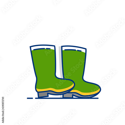 Gardening icon set | Rubber Boots icon - with Outline Filled Style