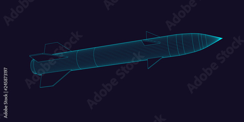 Military missile. Vector outline illustration