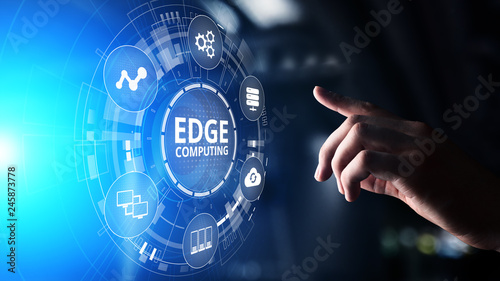 Edge computing modern IT technology on virtual screen concept photo