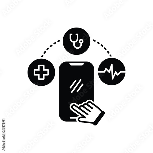Black solid icon for mhealth 