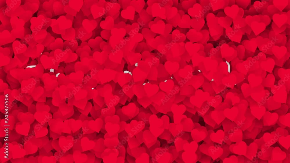 Red hearts appearing on the holiday background with white text. Looped 4K motion graphic for design Valentine's Day. Red hearts appearing on the holiday background with white text. Looped 4K motion graphic for design Valentine's Day.