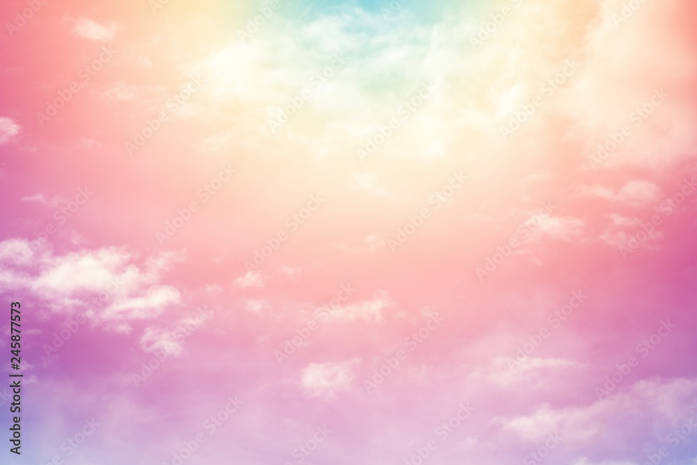 Sun and cloud background with a pastel colored 

