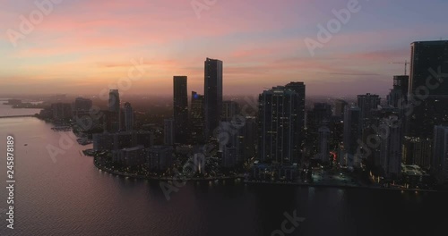 Wallpaper Mural Aerial view of Miami downtown during sunset, Florida. Colorful warm sky Torontodigital.ca