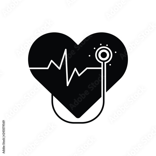 Black solid icon for cardiology  