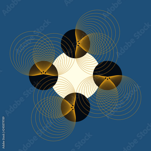 graphic circles symbol in dark blue gold