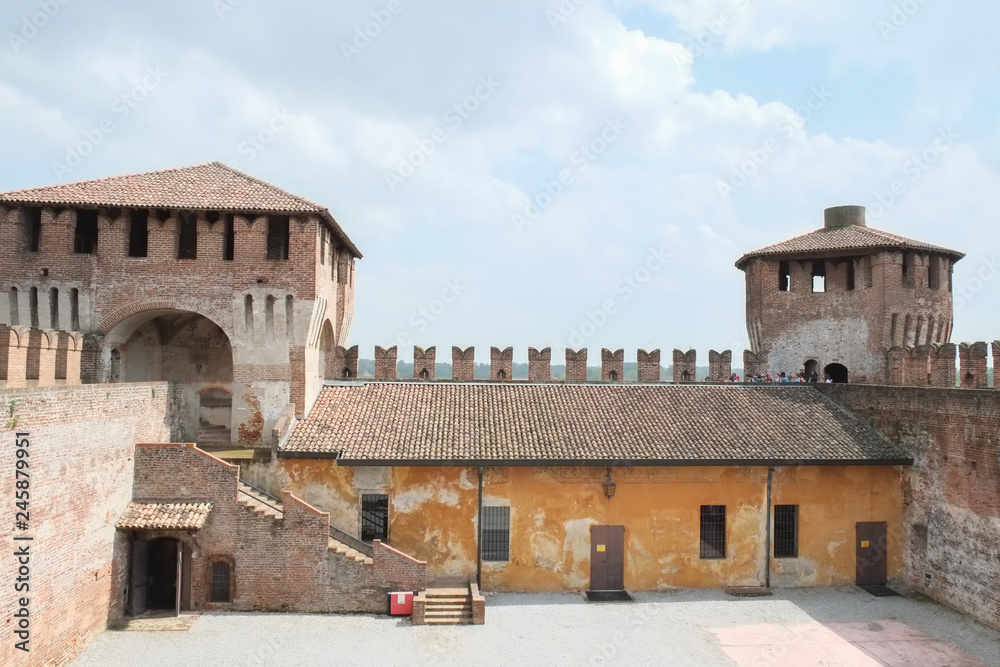 Medieval fortress walls in Soncino, Italy