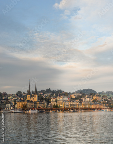 Cityscape of Lucerne along Lake Lucerne