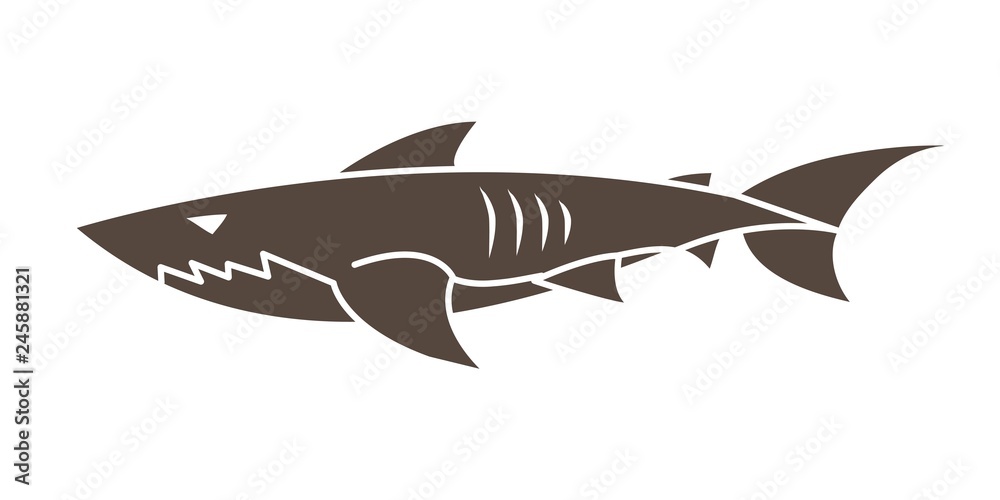 Fototapeta premium Shark swim cartoon graphic vector.