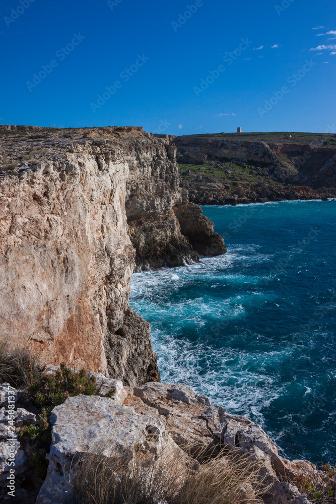 Malta sea. Beautiful winter island Malta view