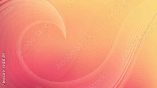 Horizontal abstract gradient background with wavy blurred shapes. Wallpaper template is soft coral color. Vector illustration.