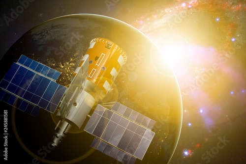 Fototapeta Naklejka Na Ścianę i Meble -  space satellite in outer space orbiting the earth. Elements of this image furnished by nasa а