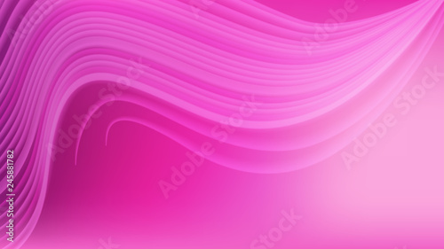 Horizontal abstract color background with wavy blurred shapes. Wallpaper template is vibrant pink gradient. Vector illustration.