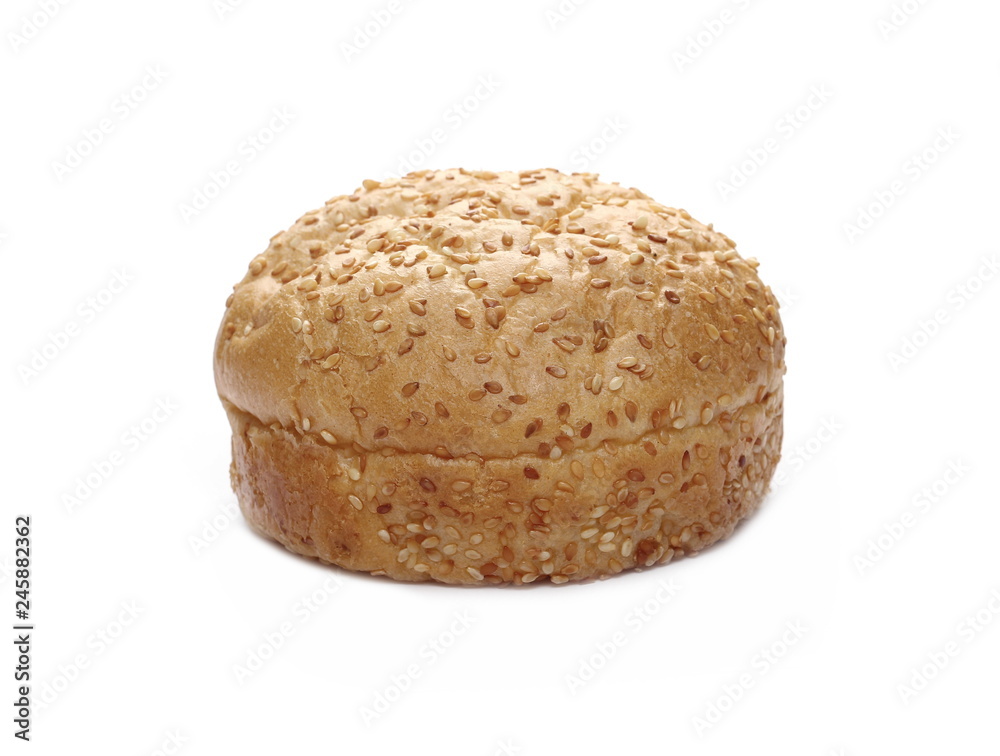 Burger bun with sesame isolated on white background Burger bun with sesame isolated on white background
