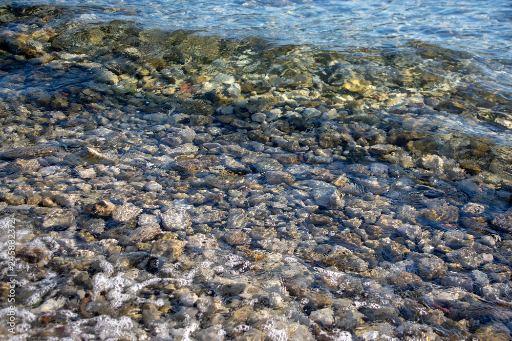 Sea waves, restless sea level, waves breaking on rocks Sea waves, restless sea level, waves breaking on rocks