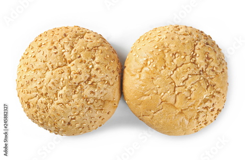Burger bun with sesame isolated on white background