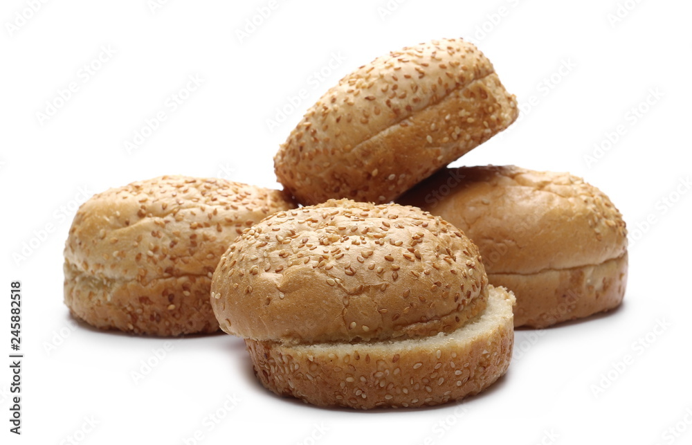 Burger buns with sesame isolated on white background Burger buns with sesame isolated on white background
