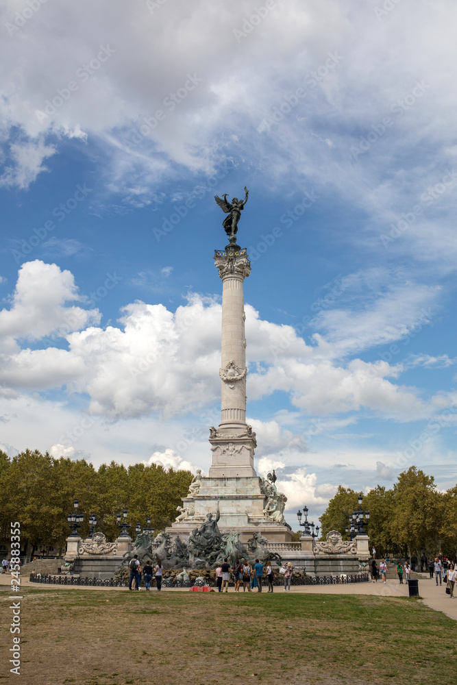 Esplanade des Quinconces, fontain of the Monument aux Girondins in Bordeaux. France