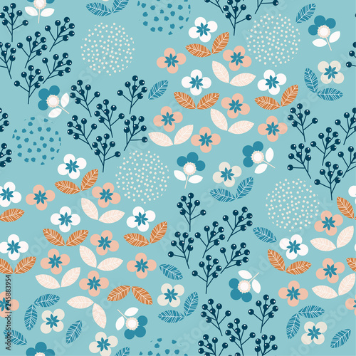 Pastel Samll scale of Colorful Geometric liberty floral  seamless pattern in modern style. flower motif in vector illustration design for fashion,fabric and all prints
