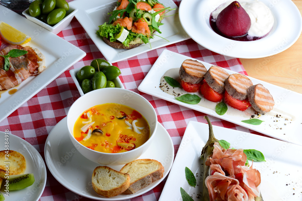 Appetizing food on table