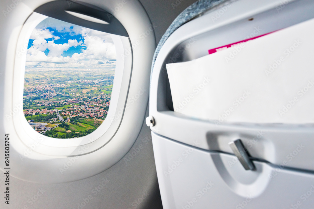 Naklejka premium San Marino view from plane window