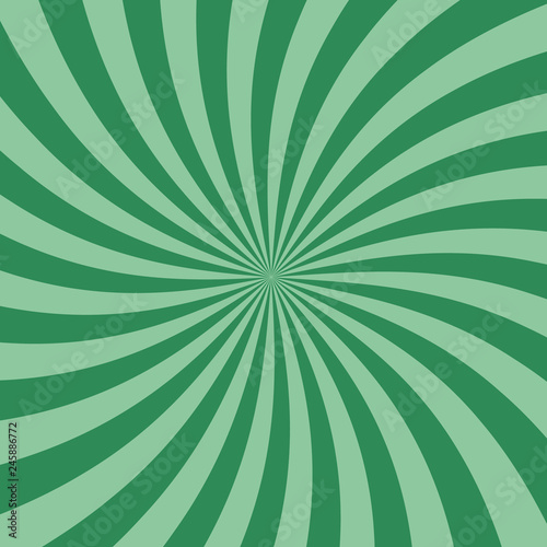 Swirl Retro Sunburst Green Spiral Flat Design Vector Background