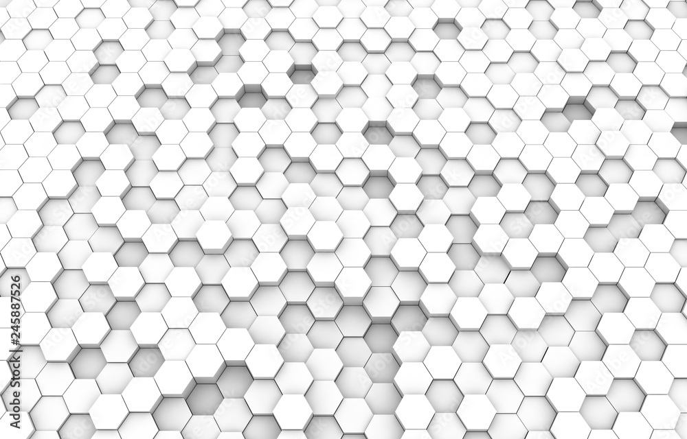 White hexagon 3D background texture. 3d rendering illustration. Futuristic abstract banner. White hexagon 3D background texture. 3d rendering illustration. Futuristic abstract banner.