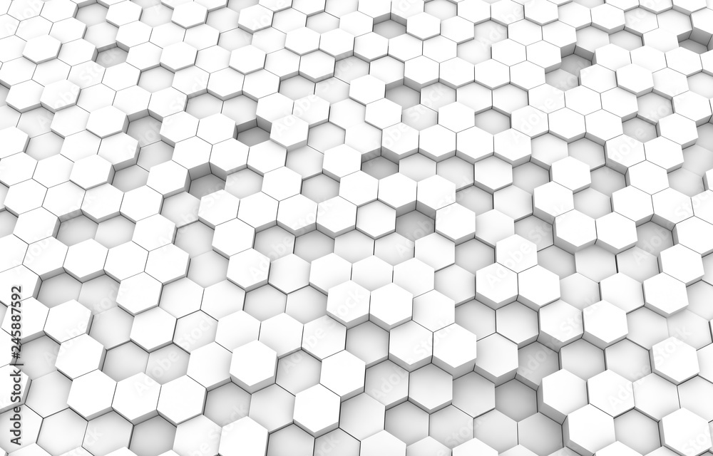 White hexagon 3D background texture. 3d rendering illustration. Futuristic abstract banner. White hexagon 3D background texture. 3d rendering illustration. Futuristic abstract banner.