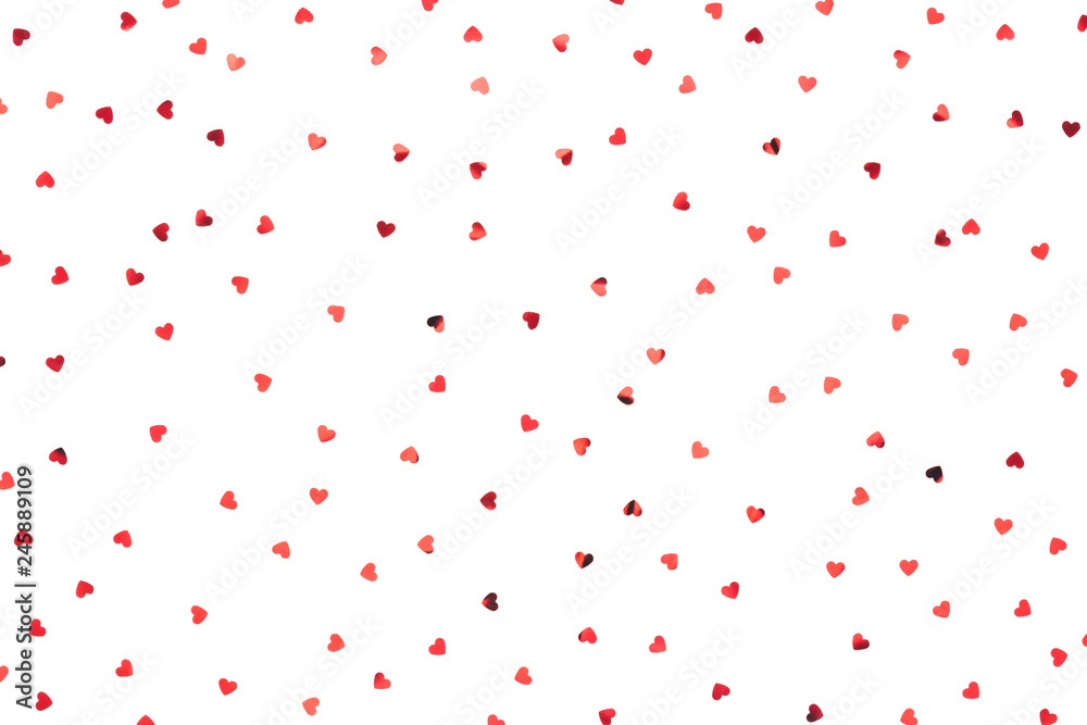 Small Red Hearts On White Background