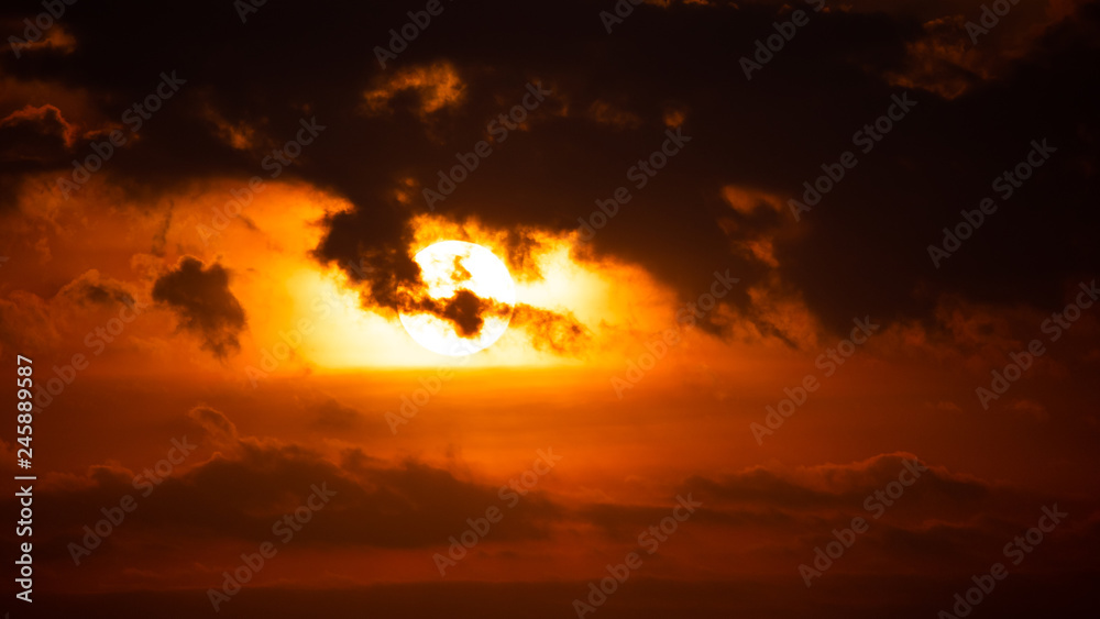 Sunset, sunrise with clouds. orange skies and sun Sunset, sunrise with clouds. orange skies and sun